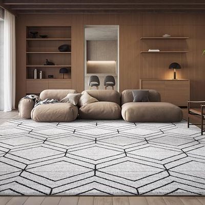 SAFAVIEH Area Rug 8x10 - Adirondack Collection - Large - Ivory & Black, Modern Geometric Design, Non-Shedding & Easy Cleaning, Ideal for Living Room, Bedroom, Office, Dining Space (ADR241A)