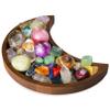 Curawood Crescent Moon Tray - Showcase Your Gems, Healing Stones & Treasures - 10x5 Wooden Crystal Display Tray, Crystal Holder for Stones Display Shelf, Gemstone Rock Holder Charging Bowl, Walnut, L view 1