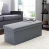 American Furniture Classics 43" Vinyl Foldable Tufted Storage Bench in Gun Gray view 2