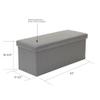 American Furniture Classics 43" Vinyl Foldable Tufted Storage Bench in Gun Gray view 3