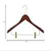 The Great American Hanger Company Wooden Combo Hanger with Adjustable Cushion Clips and Walnut Finish, Box of 25 Flat 17 Inch Wood Hangers with Brass Swivel Hook & Notches view 2