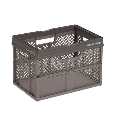 Tenma Folding Compact Storage Box with Handle Finished Product, Folding Basket, Size M, Folding Container Designed to Fit Rooms, Oricon Basket, Basket Perfect for A4 Files, Plastic, [Color Gray]