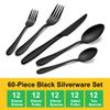 LIANYU 60-Piece Black Silverware Set, Flatware Cutlery Set for 12 view 2