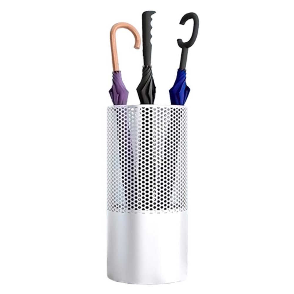 Umbrella Racks Silver Metal Umbrella Stand Umbrella Holder, Floor-Standing Umbrella Bucket with Hooks, Space-Saving Channel Entrance Umbrella Storage Rack Drain Rack (Size : 23X50cm)