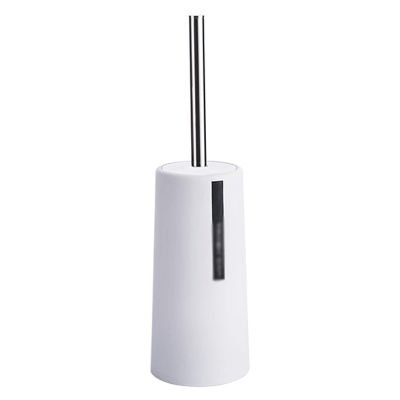 JKXWX Toilet Brush Toilet Brush with Base and Cover Stainless Steel Handle Bristles Thick Round Brush Head Bathroom Cleaning Brush Toilet Brush Set Toilet Bowl Brush (Color : White)