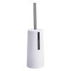 JKXWX Toilet Brush Toilet Brush with Base and Cover Stainless Steel Handle Bristles Thick Round Brush Head Bathroom Cleaning Brush Toilet Brush Set Toilet Bowl Brush (Color : White) view 1