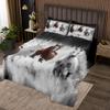 Brown Horse Bedspread Western Cowboy Bedding Set Exotic Farm Animals Coverlet Set for Kids Teen Boys Adults Horses Wildlife Rustic Country Bed Cover with 2 Pillow Cases Queen Size White view 1