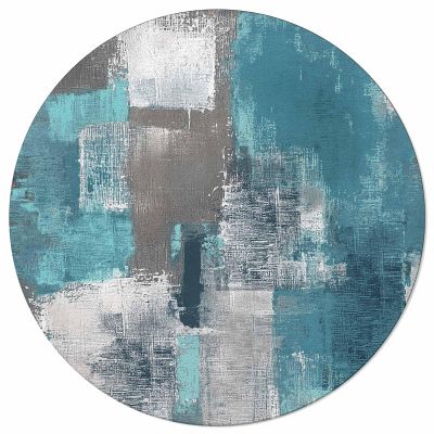 Libaoge Large Round Area Rug for Living Room Turquoise and Grey Abstract Art Painting Teal Decorative Rug Carpet Floor Mat Yoga Mat for Bedroom Kids Room Home Decor 6 ft