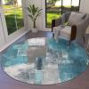 Libaoge Large Round Area Rug for Living Room Turquoise and Grey Abstract Art Painting Teal Decorative Rug Carpet Floor Mat Yoga Mat for Bedroom Kids Room Home Decor 6 ft view 2