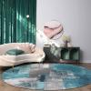 Libaoge Large Round Area Rug for Living Room Turquoise and Grey Abstract Art Painting Teal Decorative Rug Carpet Floor Mat Yoga Mat for Bedroom Kids Room Home Decor 6 ft view 4