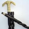 Brass Anchor Handle Walking Cane - Nautical Collectible Trendy Look Brass Ship Anchor Handle Black Spiral Wooden Walking Stick view 1