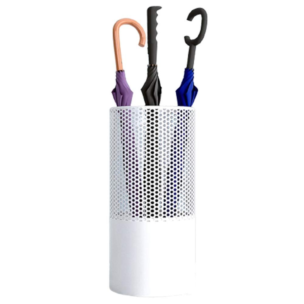 Umbrella Racks White Metal Umbrella Stand Umbrella Holder, Floor-Standing Large-Capacity Umbrella Storage Rack Drain Rack with Hooks, 23X50cm/28X58cm (Size : 23X50cm)