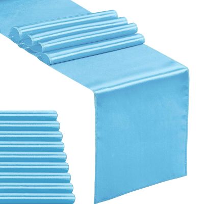 10-Pack Satin Table Runner Blue 12 x 108 inches Long, Table Runners for Wedding, Birthday Parties, Banquets Decorations10 Pack, 12x108 Inch, Blue