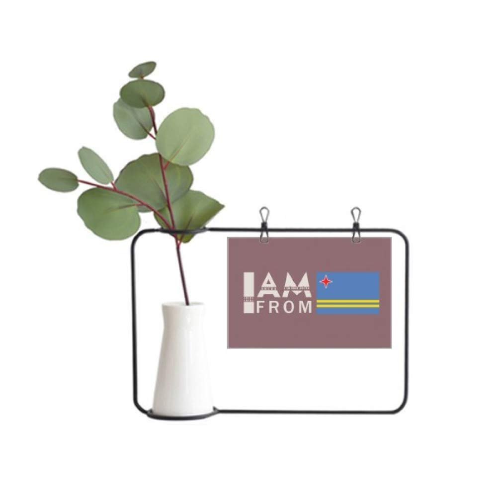 OFFbb-USA I Am from Aruba Metal Picture Frame Ceramic Vase Decor