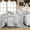 Bed Sheet Set - Soft Silky Satin 7 PCs Bedding Set - Wrinkle, Fade, Stain Resistant - 21" Deep Pocket {1 Flat Sheet, 1 Fitted Sheet, 1 Duvet Cover, 4 Pillowshams} Sheet Set (King, Silver) view 1