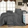 Bed Sheet Set - Soft Silky Satin 7 PCs Bedding Set - Wrinkle, Fade, Stain Resistant - 21" Deep Pocket {1 Flat Sheet, 1 Fitted Sheet, 1 Duvet Cover, 4 Pillowshams} Sheet Set (King, Dark Grey) view 1