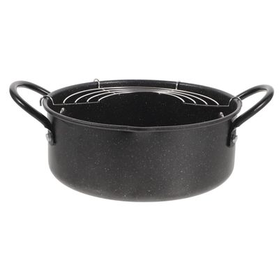 Hemoton Portable Deep Fryer Tempura Frying Pot Japanese Style Deep Fryer Pan Frying Pot Tempura Fryer with Oil Drainer Rack for Chicken Shrimp French Fries Stainless Steel Skillet