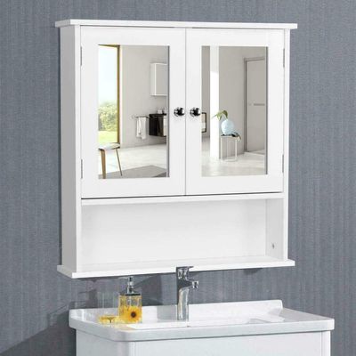 Wall-Mounted Bathroom Storage Cabinet Kitchen Cabinet Storage Rack with Mirror Door