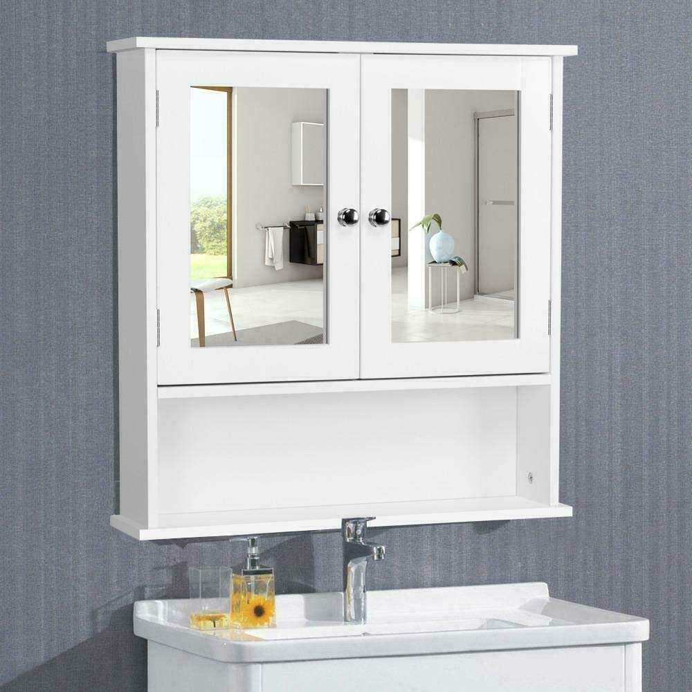 Wall-Mounted Bathroom Storage Cabinet Kitchen Cabinet Storage Rack with Mirror Door
