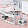 Costzon Kids Table and Chair Set, 3 in 1 Wooden Activity Table for Toddlers Arts, Crafts, Drawing, Reading, Playroom, Toddler Table and Chair Set w/ 2 in 1 Tabletop, Storage Space, Gift for Boy & Girl view 1