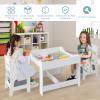 Costzon Kids Table and Chair Set, 3 in 1 Wooden Activity Table for Toddlers Arts, Crafts, Drawing, Reading, Playroom, Toddler Table and Chair Set w/ 2 in 1 Tabletop, Storage Space, Gift for Boy & Girl view 3