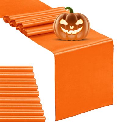 10-Pack Satin Table Runner Orange 12 x 108 inches Long, Table Runners for Wedding, Birthday Parties, Banquets Decorations10 Pack, 12x108 Inch, Orange