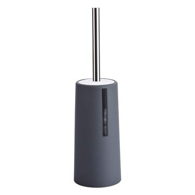 JKXWX Toilet Brush Toilet Brush with Base and Cover Stainless Steel Handle Bristles Thick Round Brush Head Bathroom Cleaning Brush Toilet Brush Set Toilet Bowl Brush (Color : Gray)