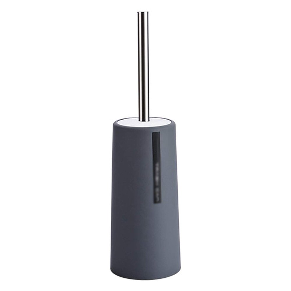 JKXWX Toilet Brush Toilet Brush with Base and Cover Stainless Steel Handle Bristles Thick Round Brush Head Bathroom Cleaning Brush Toilet Brush Set Toilet Bowl Brush (Color : Gray)
