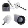 JKXWX Toilet Brush Toilet Brush with Base and Cover Stainless Steel Handle Bristles Thick Round Brush Head Bathroom Cleaning Brush Toilet Brush Set Toilet Bowl Brush (Color : Gray) view 2