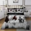 Brown Horse Bedspread Western Cowboy Bedding Set Exotic Farm Animals Coverlet Set for Kids Teen Boys Adults Horses Wildlife Rustic Country Bed Cover with 1 Pillow Case Twin Size White view 2