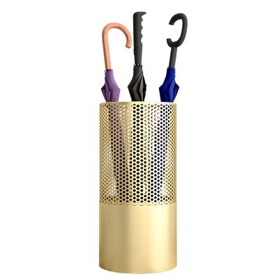 Umbrella Racks Metal Umbrella Stand Umbrella Holder, Round Floor-Standing Umbrella Drain Stand, Used for Corridor Passage in Hotel and Office, 23X50cm (Color : Gold)