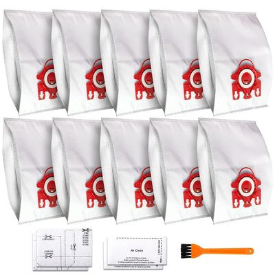 10 PCS Replacement Compatible AirClean 3D Efficiency Dust Bag for Miele FJM,CompactC2,S241-256i,S290,S300i,S578,S700,S4,S6,Series Canister Vacuum Cleaner Replaces Part # 10123220(10 Bags & 2 Filters)