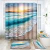 ArtSocket 4 Pcs Shower Curtain Set Beautiful Sunrise Over Sea Beach Sunny Sunset Marine Natural with Non-Slip Rugs Toilet Lid Cover and Bath Mat Bathroom Decor Set 72" x 72" view 1
