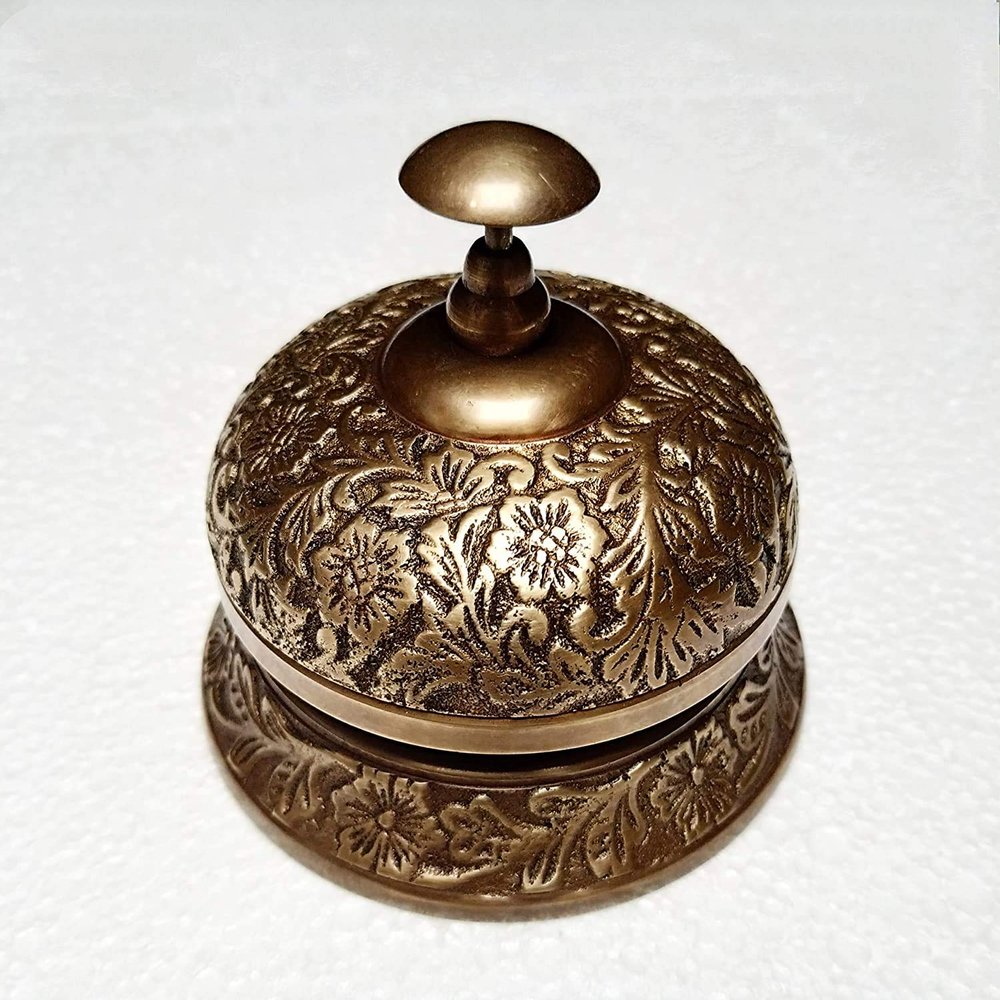 Vimal Nautical Antiques Era Brass Nautical Ornate Desk Bell Office Call Bell Hotel Desk Bell Antique Brass Table Desk Bell