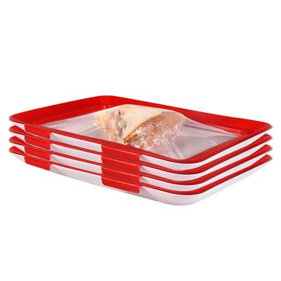 4 Pcs Creative Food Preservation Tray Plastic Preservation Tray,Magic Elastic Film Buckle Vacuum Seal Keeps Food Fresh,Kitchen Tools Seal Storage Container