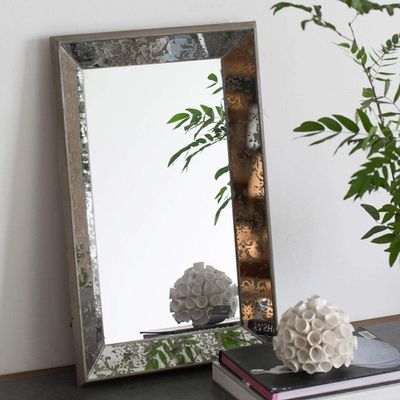 A & B Home 24" x 15.5" x 2" Dorthea Rectangular Wall Hanging Mirror Antique Vintage Accent Table Top Display Tray Centerpiece - Large
