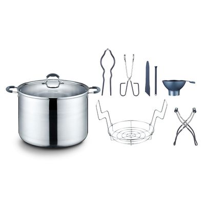 CONCORD 20 Quart Stainless Steel Canning Pot Set. Includes Canning Rack, Tongs, Jar Lifter, Funnel, Wrench, Lid Lifter, Mixer/Measurer (Induction Compatible)