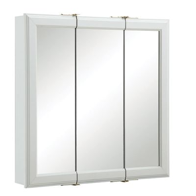 Design House Wyndham, 30 in W x 4.5 in D x 24 in H Bathroom Medicine Cabinet, Wall Mounted, 3 Mirror Doors, White, 535864-WHT