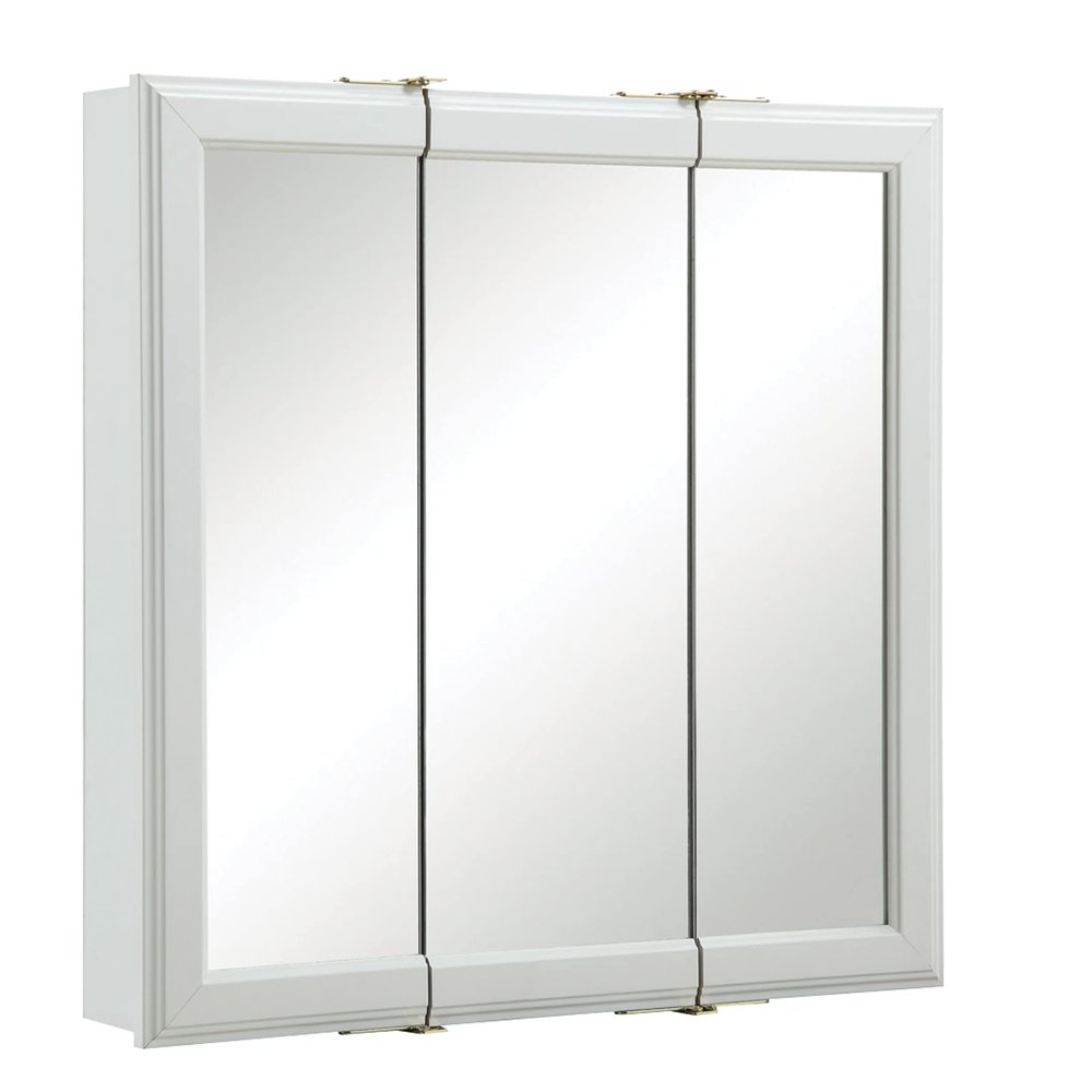 Design House Wyndham, 30 in W x 4.5 in D x 24 in H Bathroom Medicine Cabinet, Wall Mounted, 3 Mirror Doors, White, 535864-WHT