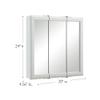 Design House Wyndham, 30 in W x 4.5 in D x 24 in H Bathroom Medicine Cabinet, Wall Mounted, 3 Mirror Doors, White, 535864-WHT view 3