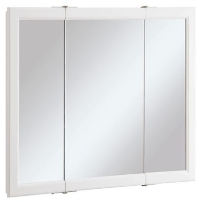 Design House 545103-WHT Wyndham Medicine Cabinet  Durable White Assembled Frame  Bathroom Wall Cabinet with Mirrored Door, 36-Inch  4.75" X 36" X 30", White, 1 Count, Tri-View