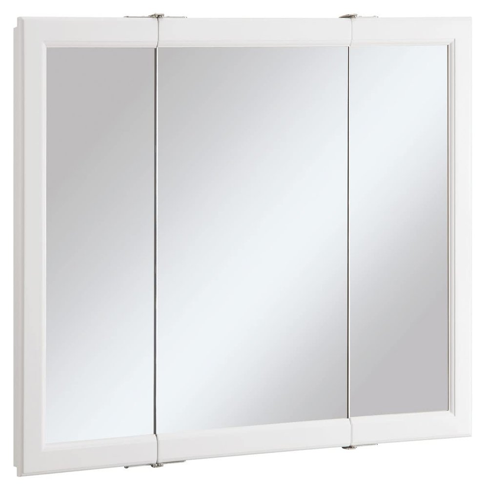 Design House 545103-WHT Wyndham Medicine Cabinet  Durable White Assembled Frame  Bathroom Wall Cabinet with Mirrored Door, 36-Inch  4.75" X 36" X 30", White, 1 Count, Tri-View