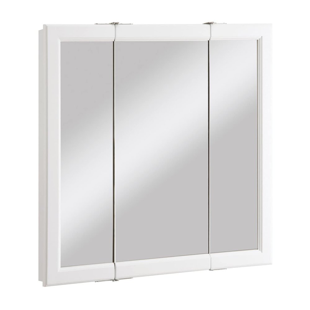 Design House Wyndham, 30 in W x 4.75 in D x 30 in H Bathroom Medicine Cabinet, Wall Mounted, 3 Mirror Doors, White, 545293-WHT