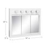 Design House Concord Medicine Cabinet, 3 Mirrored Doors, Pre-Assembled, Surface Mount, 5 Lights, White Wood Frame Wall Cabinet, 36 in W x 5 in D x 30 in H, 532390-WHT view 3