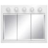 Design House Concord Medicine Cabinet, 3 Mirrored Doors, Pre-Assembled, Surface Mount, 5 Lights, White Wood Frame Wall Cabinet, 36 in W x 5 in D x 30 in H, 532390-WHT view 4