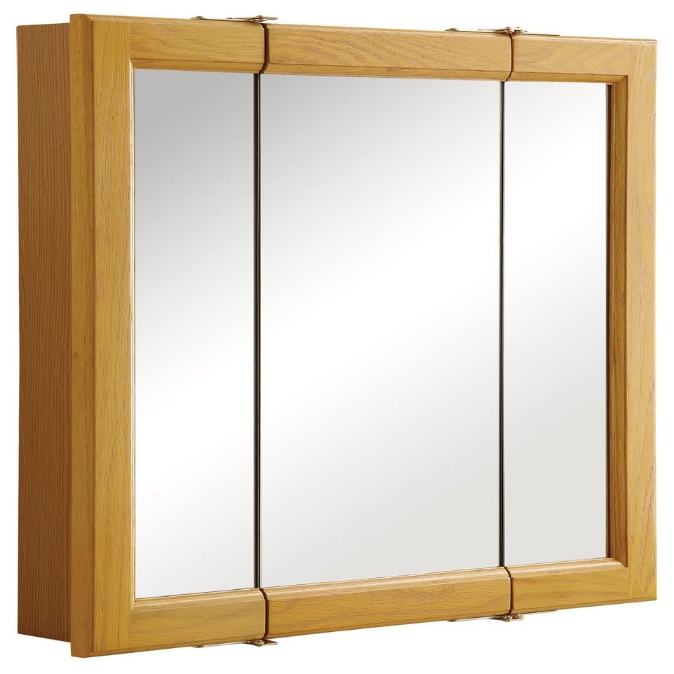 Design House 24 Inch Bathroom Medicine Cabinet, Wall Mount, Mirrored, Honey Oak, 545277-HOK