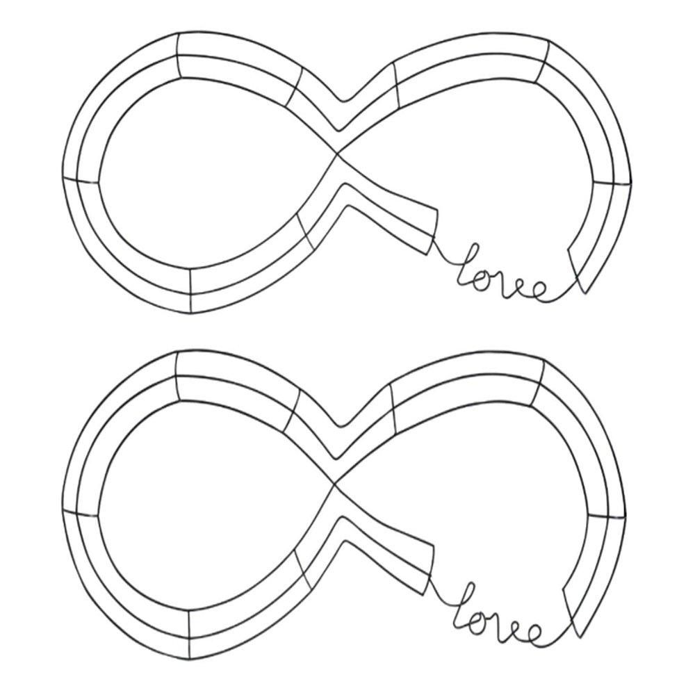 (2) Infinity Symbol Cursive 'Love' Wire Wreath Forms 27.5x11.75 in~ Remembrance Forever DIY Mesh Wall Hanging Ribbon Floral Burlap Wedding Baby Bridal + (1) BONUS - SG