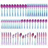 60 Pieces Rainbow Silverware set for 12, Compralo Colorful Stainless Steel Flatware Cutlery Set, Kitchen Utensils Set Include Knife Fork Spoon, Tableware Set With Titanium Plated, Dishwasher Safe view 1