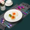 60 Pieces Rainbow Silverware set for 12, Compralo Colorful Stainless Steel Flatware Cutlery Set, Kitchen Utensils Set Include Knife Fork Spoon, Tableware Set With Titanium Plated, Dishwasher Safe view 3