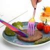60 Pieces Rainbow Silverware set for 12, Compralo Colorful Stainless Steel Flatware Cutlery Set, Kitchen Utensils Set Include Knife Fork Spoon, Tableware Set With Titanium Plated, Dishwasher Safe view 4